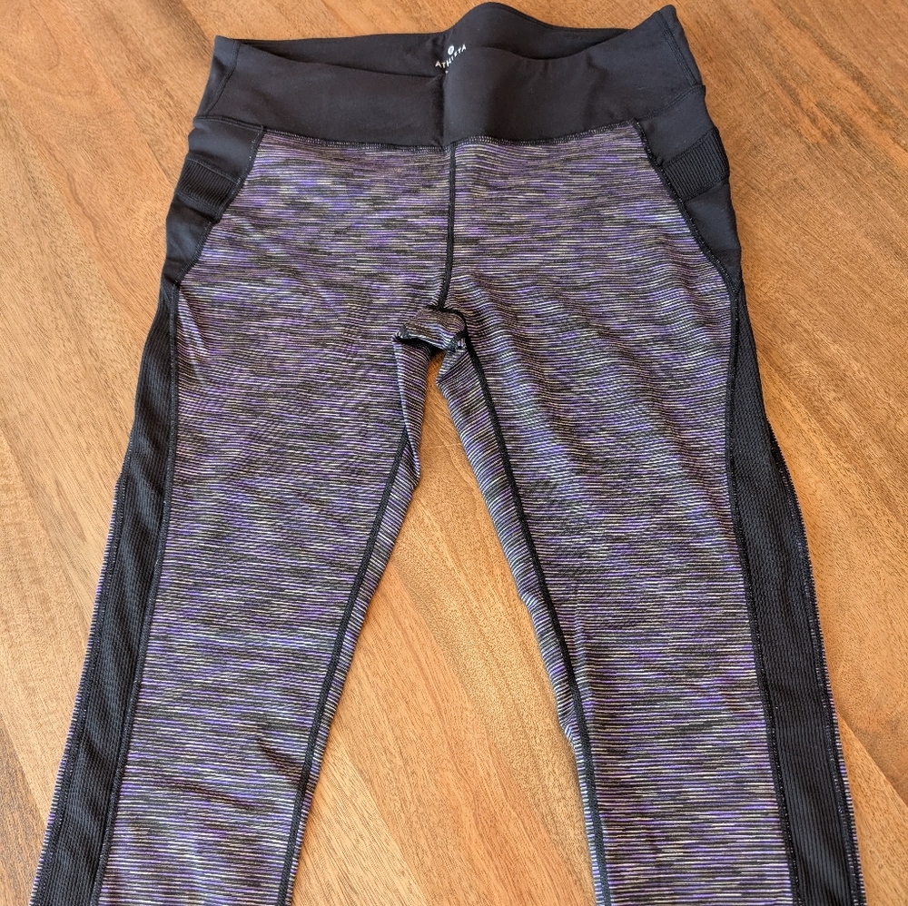 Athleta Black and Purple Leggings